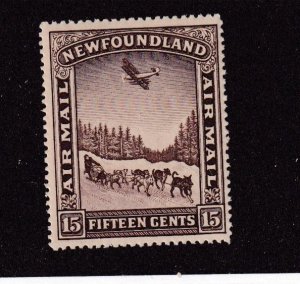 NEWFOUNDLAND # C6 VF-MLH DOGS AND SLED AND AIRPLANE NICE AIRMAIL