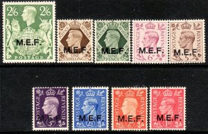 1942-1943 GB KGVI Offices in Africa M.E.F. set of nine MMH Sc# 1 / 9 CV $25.20