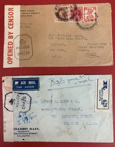 India, 1942, Lot of Two World War II Censored Covers, One is Registered