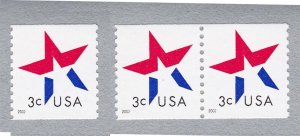 Triple 3c Star Tagged Error US 3615a F-VF, MNH Single Plus Pair