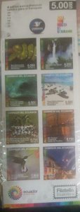 A) 2015, ECUADOR, TOURISM, ANIMALS AND LANDSCAPES, BLOCK OF 8, ECUADORIAN PHILAT