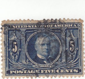 Scott #326 - 5c Blue - William McKinley - Used -SCV - $25.00