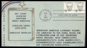 #1856 Sinclair Lewis Coin 4 FDC