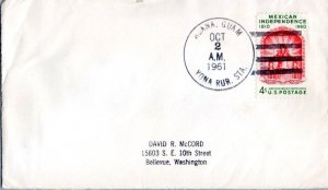 Guam 4c Mexican Independence 1961 Agana, Guam, Yona Rur. Sta. to Bellevue, Wash.