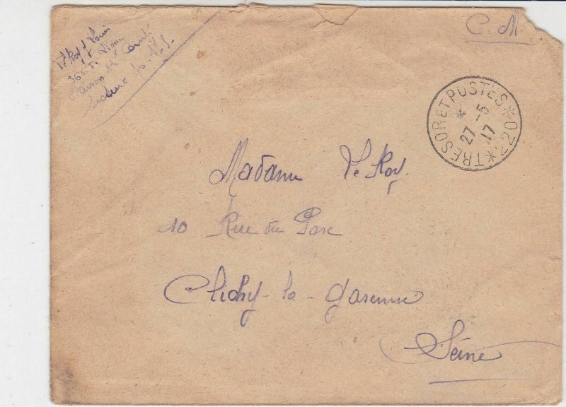 France WW1 French Military 1917 Tresor Et Postes No 220 Cover Ref 30960