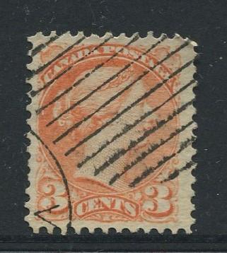 Canada -Scott 37 - Queen Victoria -1873 - Used - Single 3c Stamp