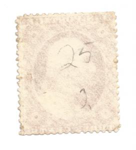 Scott # 25 3cent Rose Washington 15 1/2 perf. 1857-1861