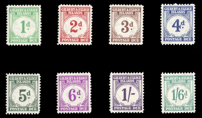 Gilbert and Ellice Islands #J1-8 Cat$180, 1940 Postage Dues, complete set, ne...