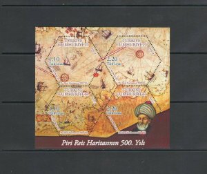 TURKEY :Sc. 3343 /**PIRI REIS-CARTOGRAPHER   **/ SHEET OF 4 / MNH