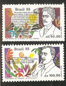 Brazil Scott 2150-1 MNH** 1988 Poet set