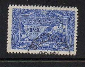 Canada Sc 302 1951 $1 Fishing Industry stamp used