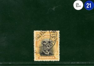 RHODESIA BSACo KGV Admiral SG.293 3d Black & Yellow (1922-23) Used c£48+ EBLUE21