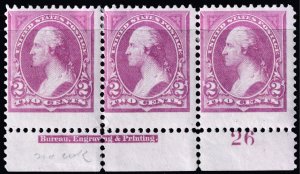 #248 1 OG, Fine, Plate number strip of 3, imprint (CV $32.5 - ID27805)