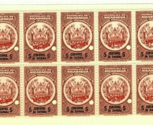 NICARAGUA TELEGRAPHS 5c Block{10} ABNCo. *SPECIMEN* Superb UM MNH {samwells}MB9