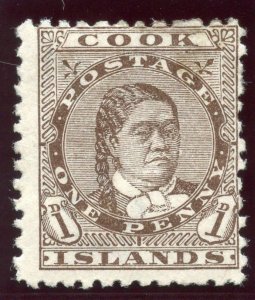 Cook Islands 1893 QV 1d brown MLH. SG 5. Sc 9.