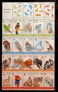 MEXICO Sc 1875 NH BLOCK OF 24 OF 1994 - BIRDS & ANIMALS - (CT5)