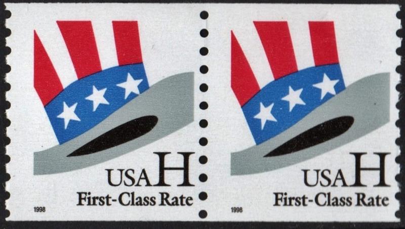 SC#3264 (33¢) H Rate Uncle Sam's Hat Coil Pair (1998) MNH