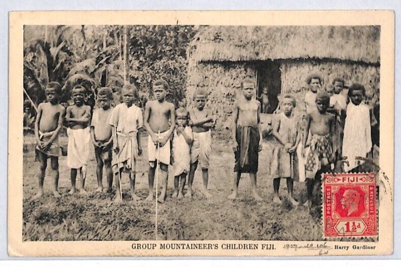 FIJI KGV VIEW-SIDE Postcard *MOUNTAINEER'S CHILDREN* Ethnic PPC 1932 Texas PJ13