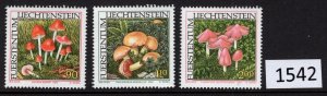 $1 World MNH Stamps (1542), Liechtenstein Scott 1193-1195, Mushrooms set of 3