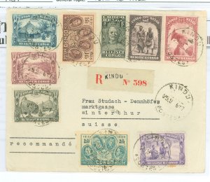Belgian Congo 115/140-42/144-46/ 161/163:  1936 Registered Kindu-Tenke-winterthur