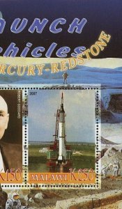 Malawi Launch Vehicles Mercury Redstone Souvenir Sheet of 2 Stamps Mint NH