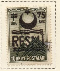 Turkey 1957 Optd Resmi Star & Crescent Issue Fine Used 75k. Surcharged 086014