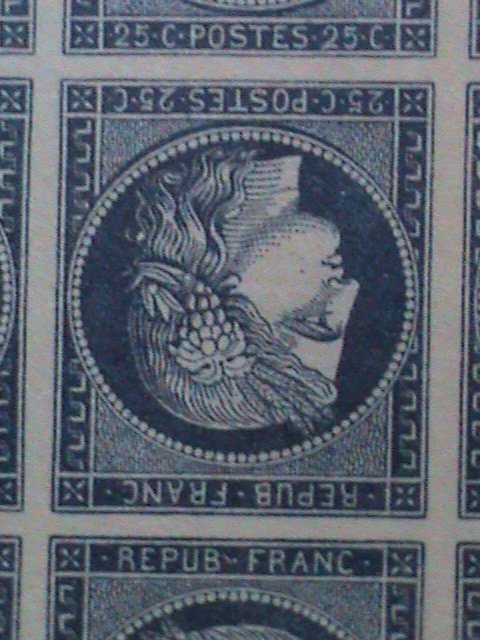 ​FRANCE-1850  SC# 6c BLUE CERES- RARE IMPERF BLOCK OF 9WITH TETE BECHE PAIR VF