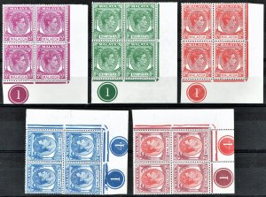 [mag754] MALAYSIA MALACCA 1952 Sc#22/6 SG#6/8/9/11/12a MNH block of 4 cv:£190+