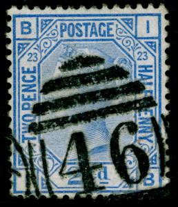 SG157, 2½d blue PLATE 23, USED. Cat £35. IB 