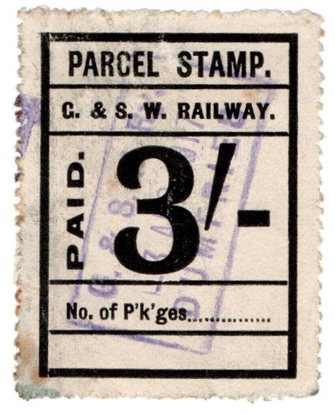 (I.B) Glasgow & South Western Railway : Parcel Stamp 3/- (Dumfries)