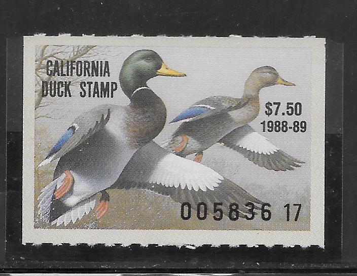 #CA18 MNH Single 1988 California State Duck Stamp