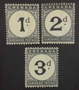 MOMEN: GRENADA SG #D1-D3 1892 CROWN CA MINT OG H £542 LOT #63956