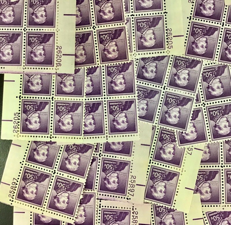 1051. Susan B. Anthony, Suffragette. 25 blocks plate blocks. 50 cents. In 1958.