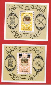 Uganda #317-317a  MNH OG  Royal  Wedding  SS  Free S/H