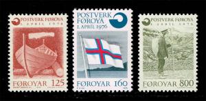 Faroe Islands #21-23 Postal Service Set of 3; MNH