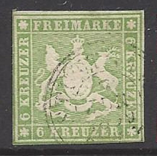 Wurttemberg - SC# 16 VF Pretty and Sound CV $125