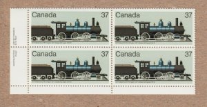 HISTORY of LOCOMOTIVES (1860-1905) = Canada 1984 #1038 LL PLATE Block of 4 MNH