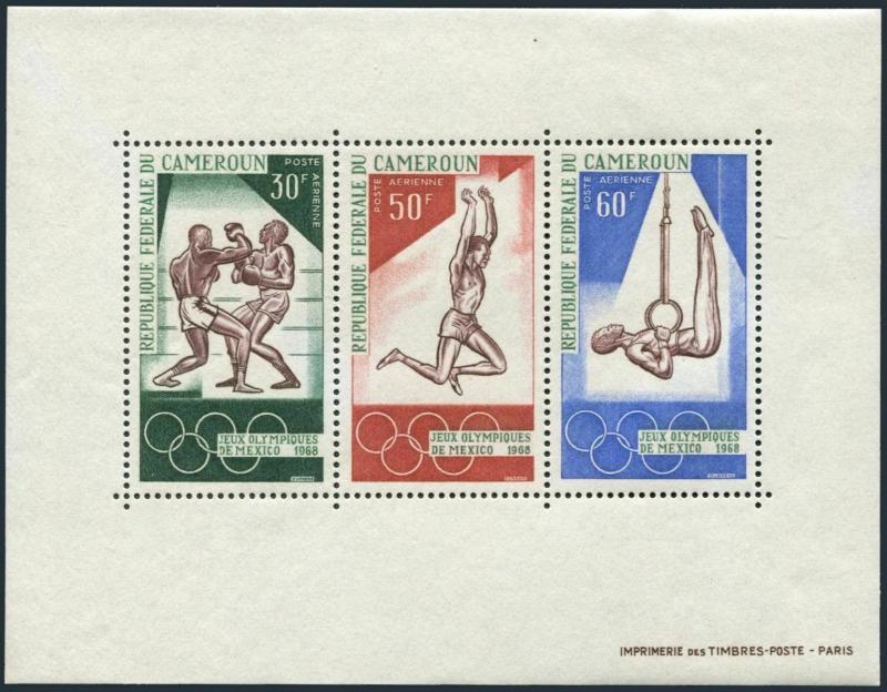 Cameroun C107-C109,C109a,MNH.Mi 552-554,Bl.4. Olympics Mexico-1968.Boxing,Jump,