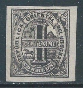 Uruguay #29a Mint No Gum 1c Coat of Arms & Numeral (Type I)
