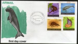 Papua New Guinea 1980 Animals Fish Bat Rat Cat Marinelife Wildlife 4v FDC #13233