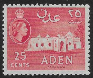 ADEN SG55 1956 25c DEEP ROSE-RED MNH