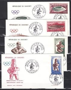 Dahomey, Scott cat. C85-C88. 19th Olympic Games issue. 4 First day covers.