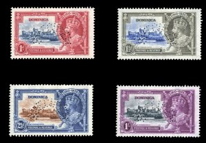 Dominica #90-93S Cat$120, 1935 Silver Jubilee, set of four, perforated Specim...