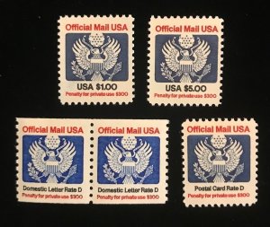 O132, O133, O138, O139 Pair, MNH,  US Official Key Stamps