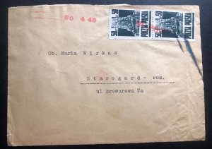 1945 Sopot Poland Censored Allies Occupation Cover To Starogard