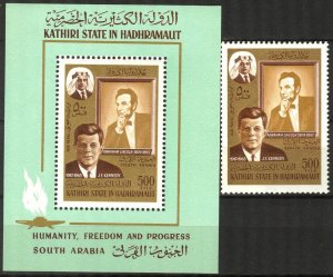 {AH008} ADEN / Hadhramaut 1967 J. Kennedy 1+ S/S MNH Mi.164Bl.14 17,50 Eur.