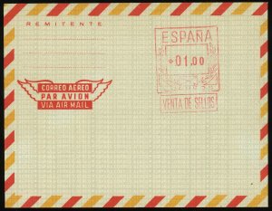 Spain #71 Aerogramme 1.00p Postage Cover Europe Airmail 1959 Mint