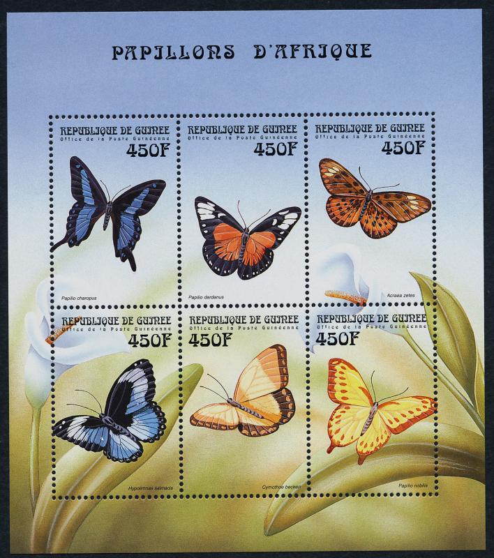 Guinea 1598 MNH Butterflies, Flowers