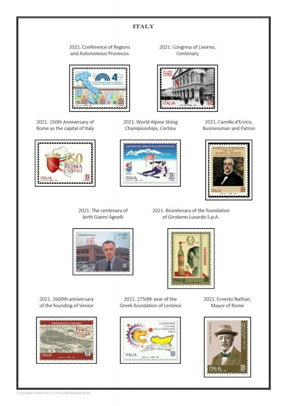 Italy Italia 1861-2021  PDF(DIGITAL) STAMP ALBUM PAGES