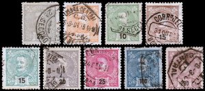 Portugal Scott 110-115, 117, 124, 129 (1895-99) Used F, CV $12.50 B